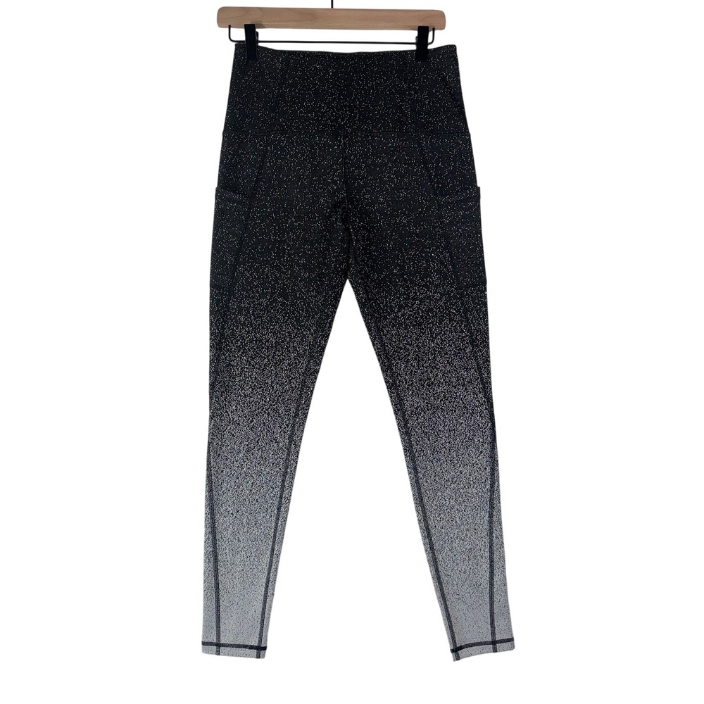 C9 Champion Womens Black Gray Ombre Speckle High Rise Leggings Side Pockets M